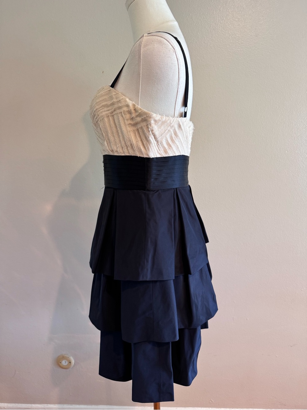 BCBGMAXAZRIA Black Ivory Silk Blend Tiered Party Dress Size 8 - Picture 6 of 13